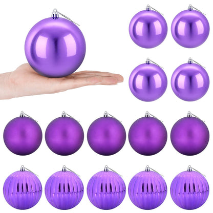 Christmas Ball Set XL 15 pcs Lilac Dia. 10 cm Plastic