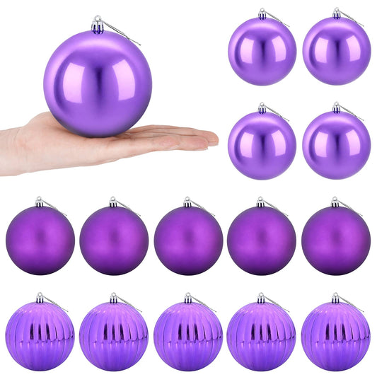 Christmas Ball Set XL 15 pcs Lilac Dia. 10 cm Plastic