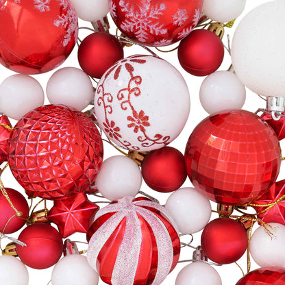 Christmas Ball Set 88 pcs Red and White Ø 6 cm Plastic