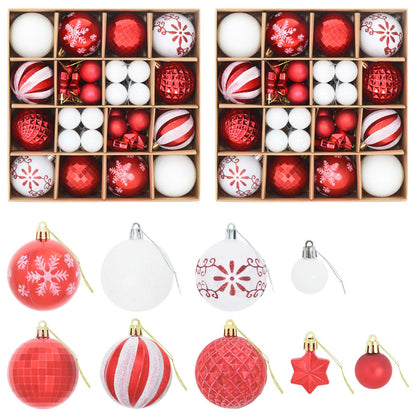 Christmas Ball Set 88 pcs Red and White Ø 6 cm Plastic