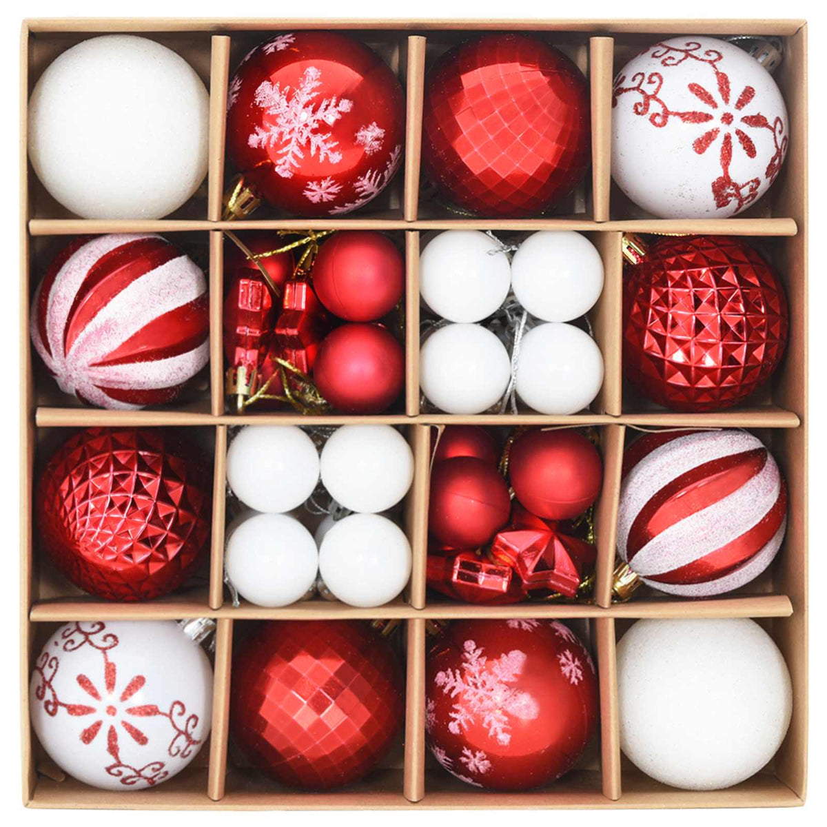 Christmas Ball Set 88 pcs Red and White Ø 6 cm Plastic