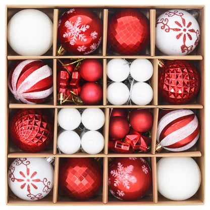 Christmas Ball Set 88 pcs Red and White Ø 6 cm Plastic