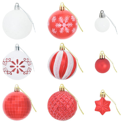 Christmas Ball Set 88 pcs Red and White Ø 6 cm Plastic
