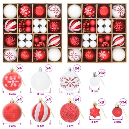 Christmas Ball Set 88 pcs Red and White Ø 6 cm Plastic