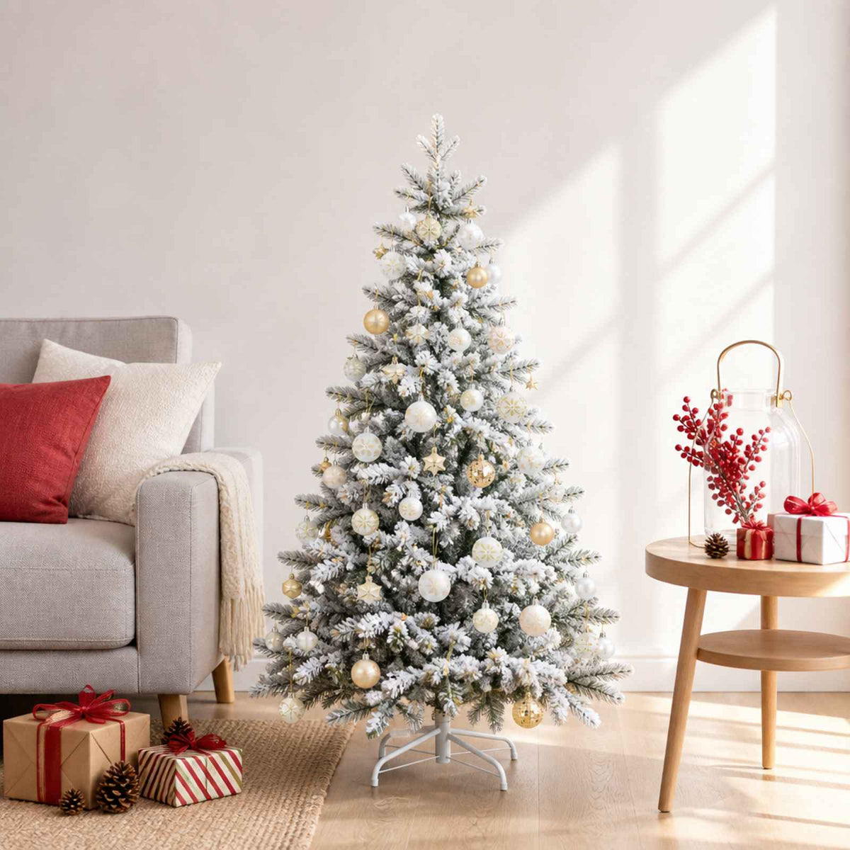 Christmas Ball Set 88 pcs Gold and White Ø 6 cm Plastic