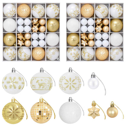 Christmas Ball Set 88 pcs Gold and White Ø 6 cm Plastic