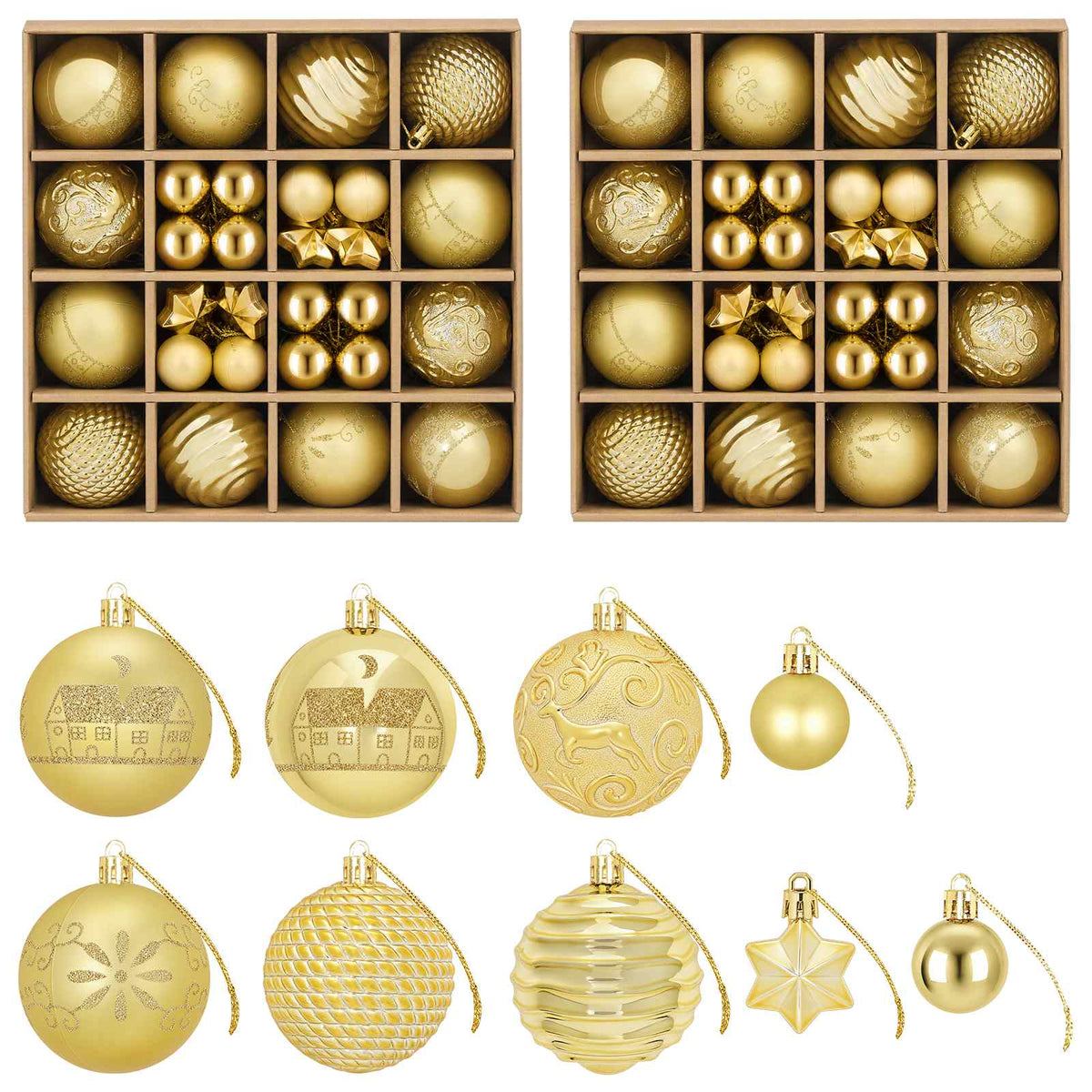 Christmas Ball Set 88 pcs Gold Ø 6 cm Plastic