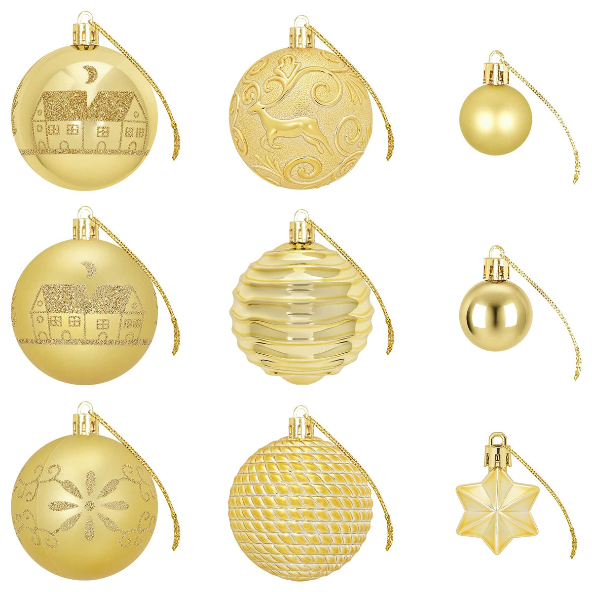 Christmas Ball Set 88 pcs Gold Ø 6 cm Plastic