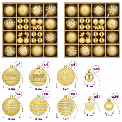 Christmas Ball Set 88 pcs Gold Ø 6 cm Plastic