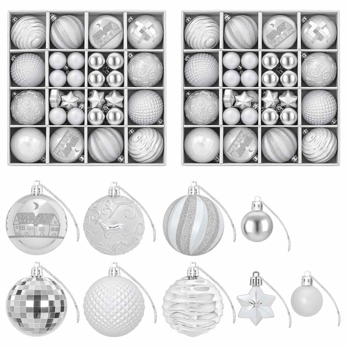Christmas Ball Set 88 pcs Silver Ø 6 cm Plastic