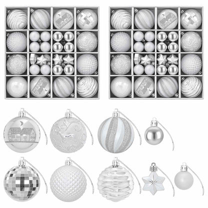 Christmas Ball Set 88 pcs Silver Ø 6 cm Plastic