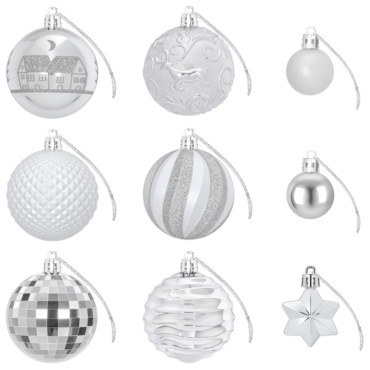 Christmas Ball Set 88 pcs Silver Ø 6 cm Plastic