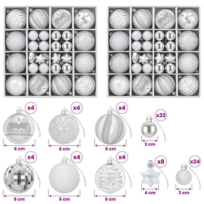 Christmas Ball Set 88 pcs Silver Ø 6 cm Plastic