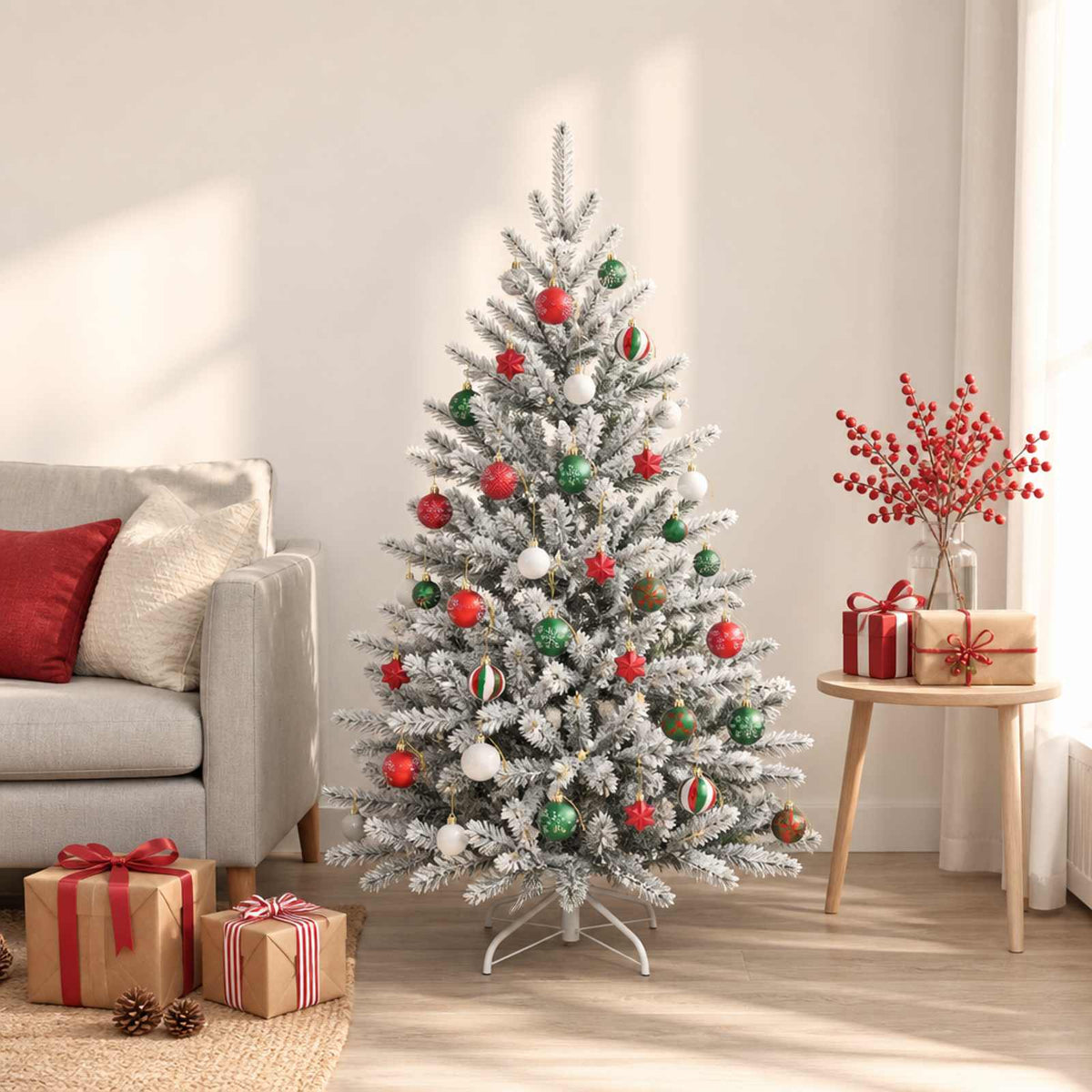 Christmas Ball Set 88 pcs Red, Green and White Ø 6 cm Plastic