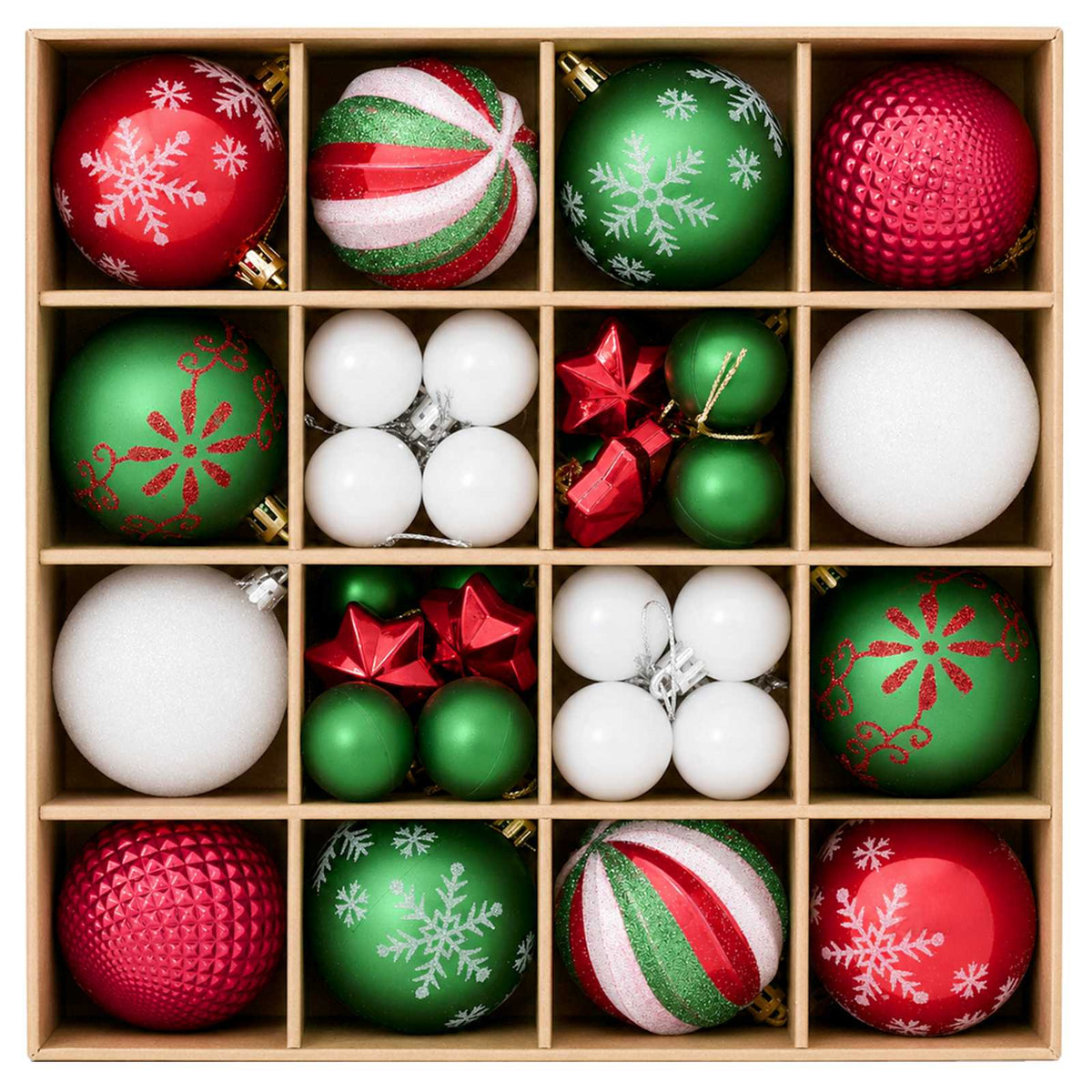 Christmas Ball Set 88 pcs Red, Green and White Ø 6 cm Plastic