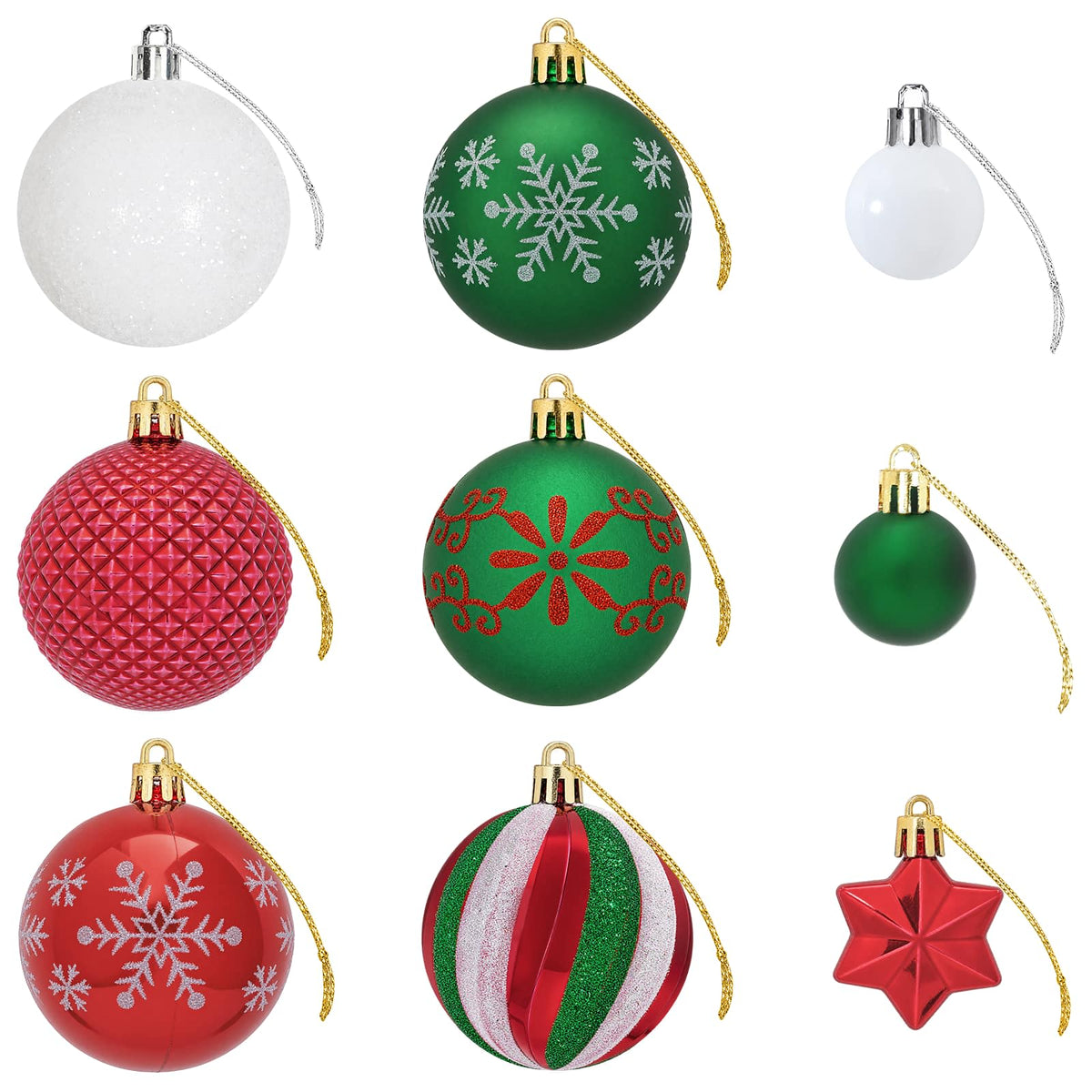 Christmas Ball Set 88 pcs Red, Green and White Ø 6 cm Plastic