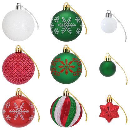 Christmas Ball Set 88 pcs Red, Green and White Ø 6 cm Plastic