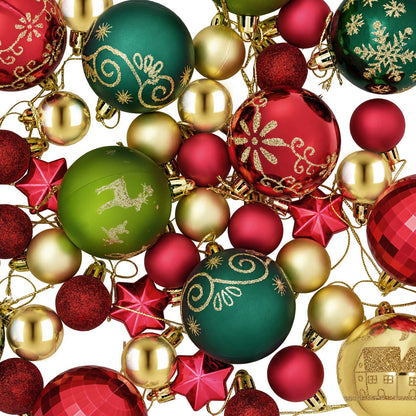 Christmas Ball Set 88 pcs Red, Gold and Green Ø 6 cm Plastic