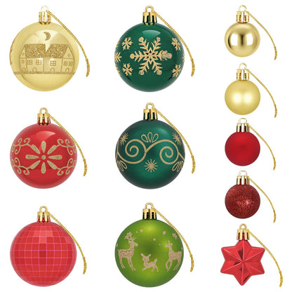 Christmas Ball Set 88 pcs Red, Gold and Green Ø 6 cm Plastic