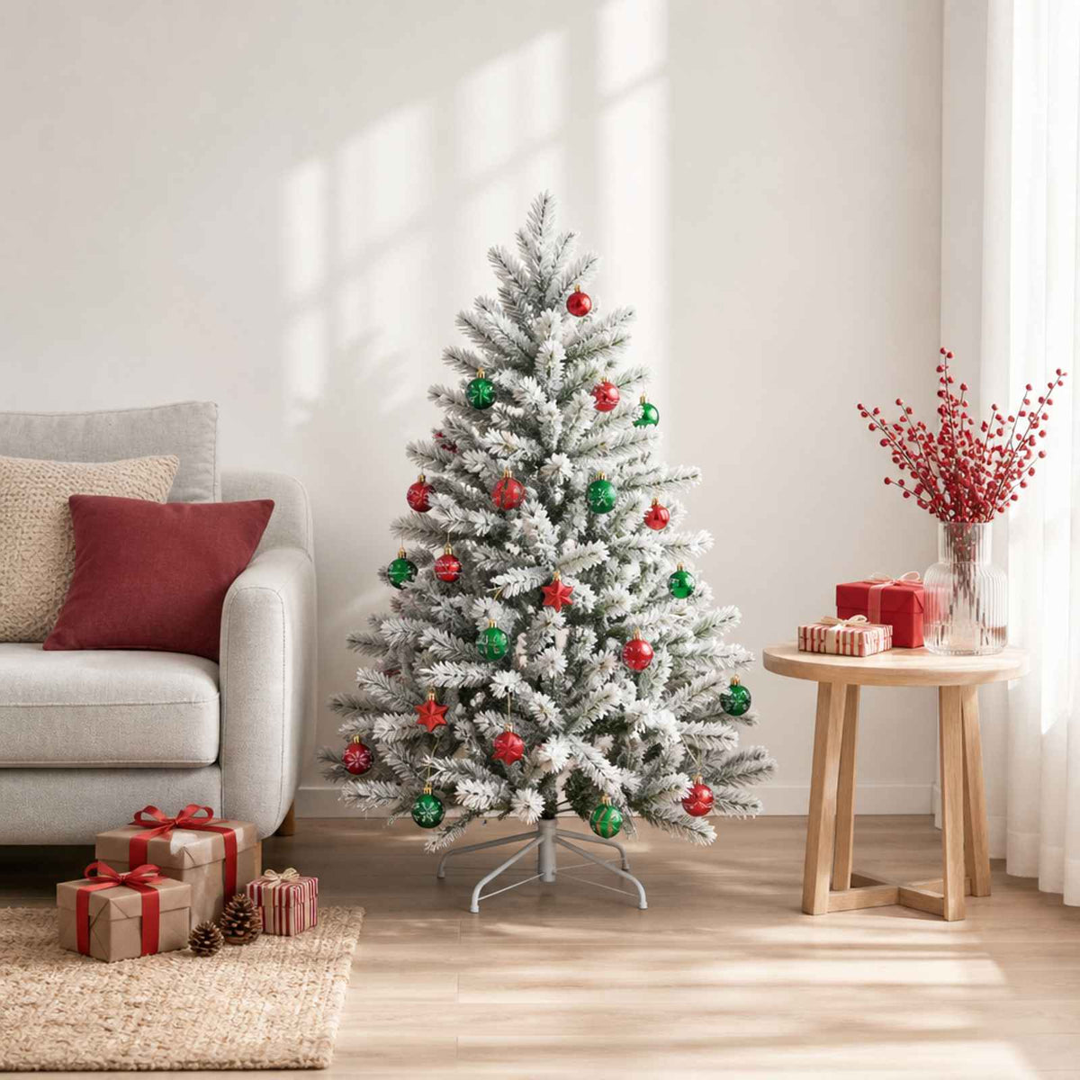 Christmas Ball Set 88 pcs Green and Red Ø 6 cm Plastic