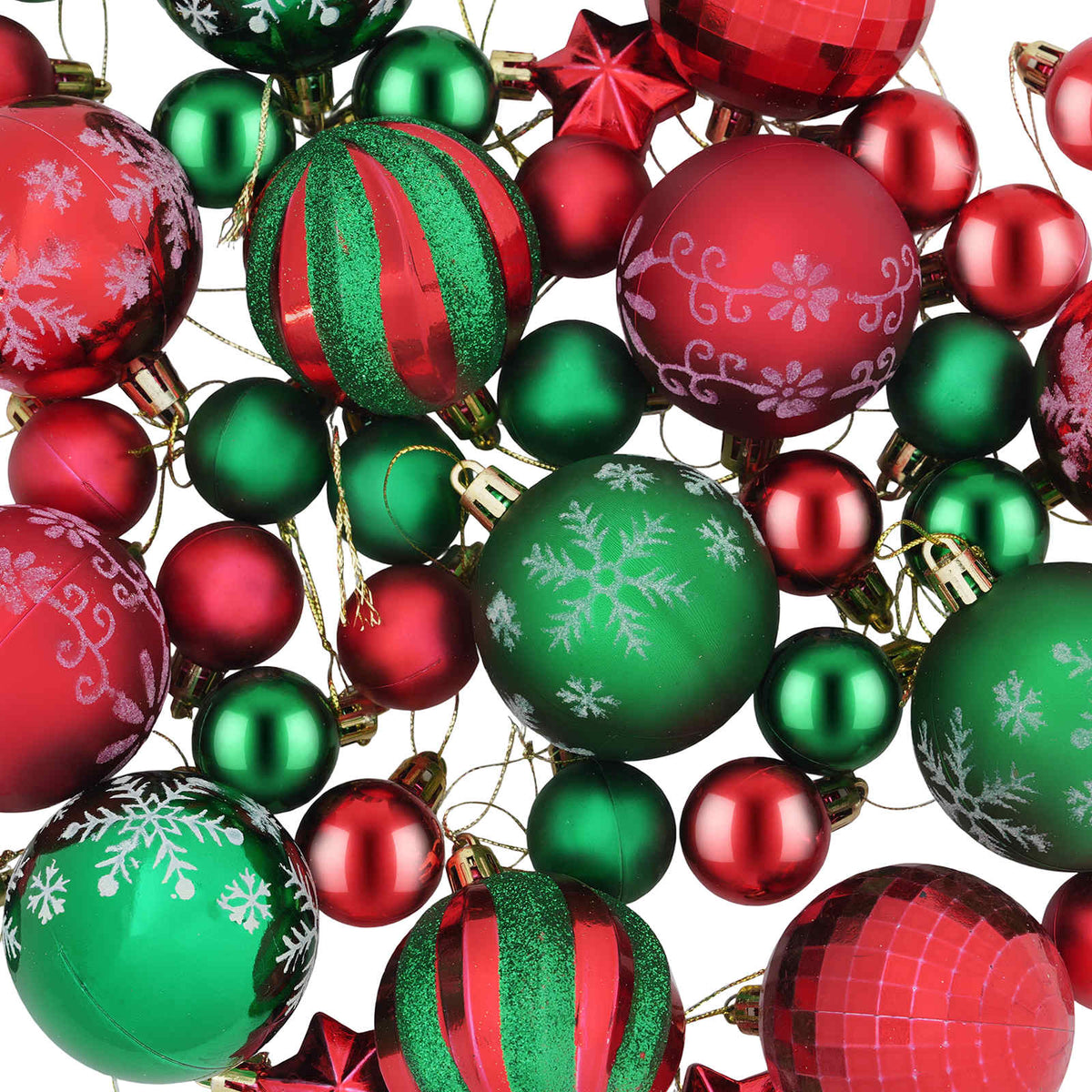 Christmas Ball Set 88 pcs Green and Red Ø 6 cm Plastic