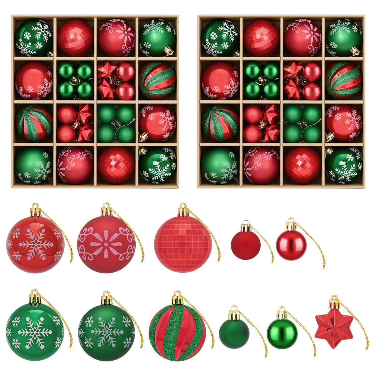 Christmas Ball Set 88 pcs Green and Red Ø 6 cm Plastic