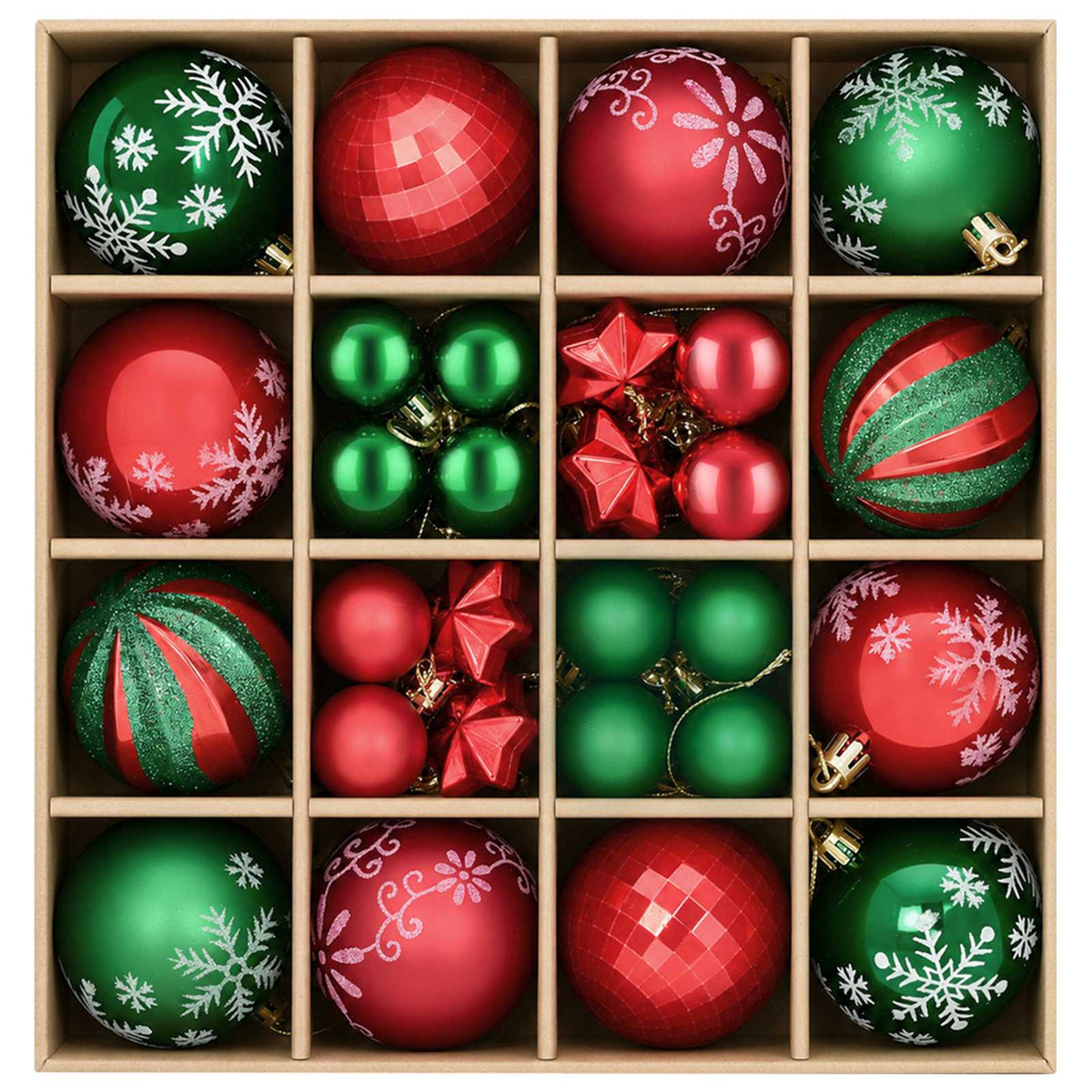 Christmas Ball Set 88 pcs Green and Red Ø 6 cm Plastic