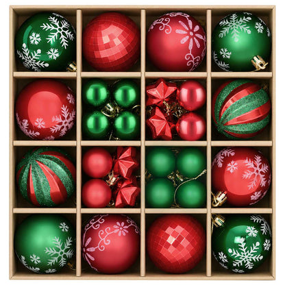 Christmas Ball Set 88 pcs Green and Red Ø 6 cm Plastic