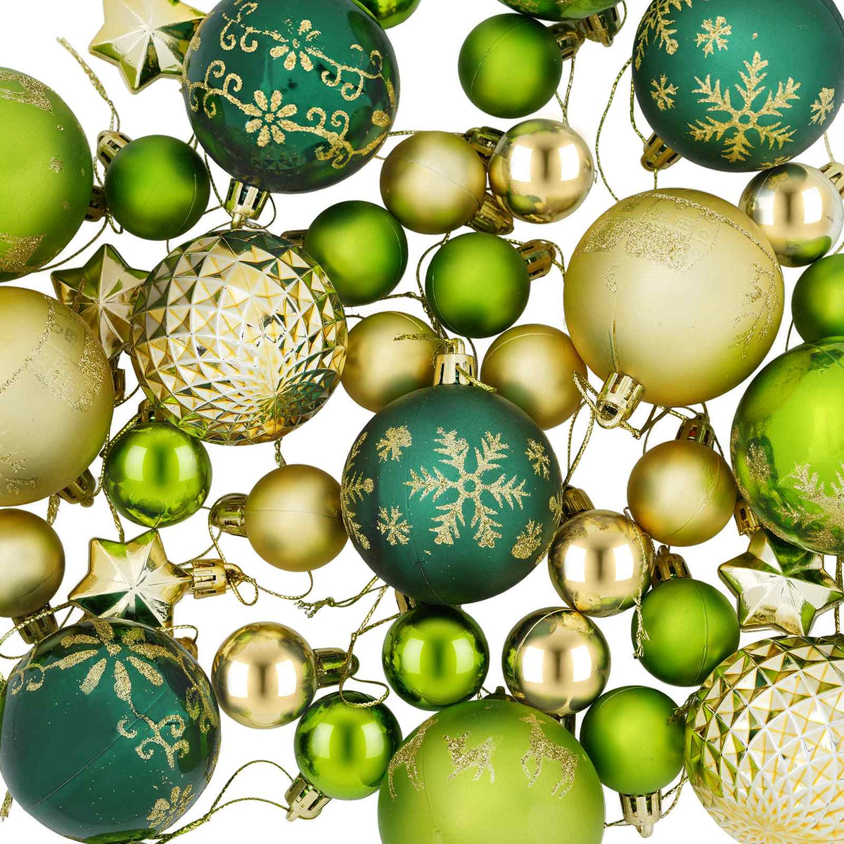 Christmas Ball Set 88 pcs Light Green, Gold and Dark Green