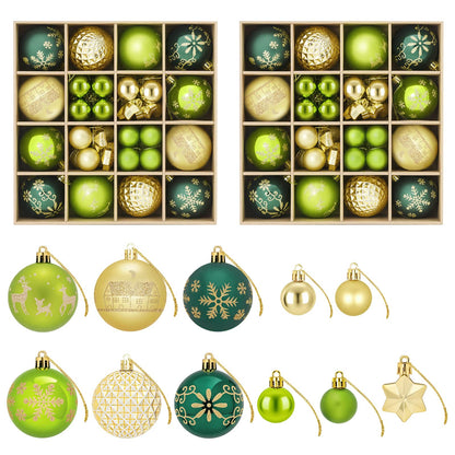 Christmas Ball Set 88 pcs Light Green, Gold and Dark Green
