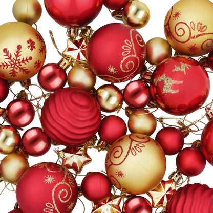 Christmas Ball Set 88 pcs Red and Gold Ø 6 cm Plastic