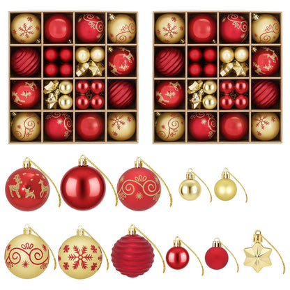 Christmas Ball Set 88 pcs Red and Gold Ø 6 cm Plastic