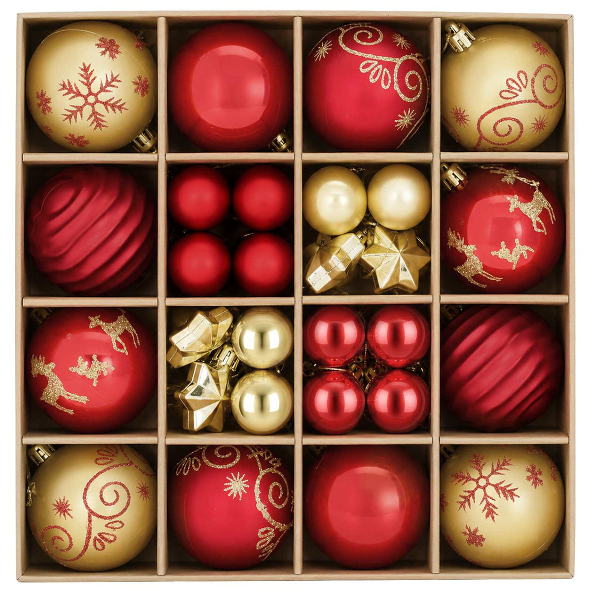 Christmas Ball Set 88 pcs Red and Gold Ø 6 cm Plastic