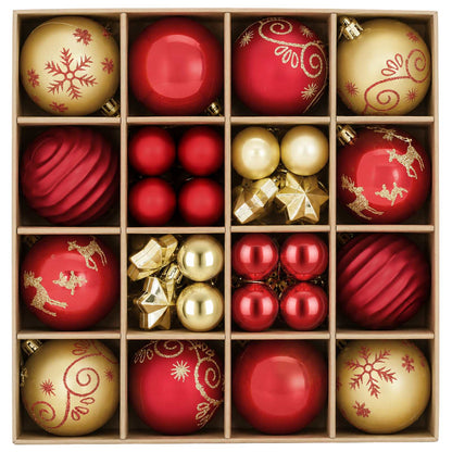 Christmas Ball Set 88 pcs Red and Gold Ø 6 cm Plastic