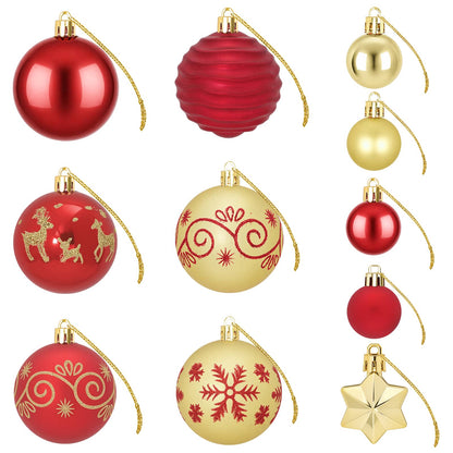 Christmas Ball Set 88 pcs Red and Gold Ø 6 cm Plastic