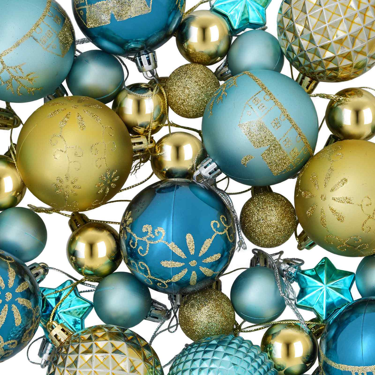 Christmas Ball Set 88 pcs Dark Blue, Light Blue and Gold Ø 6 cm