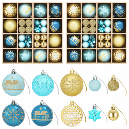 Christmas Ball Set 88 pcs Dark Blue, Light Blue and Gold Ø 6 cm