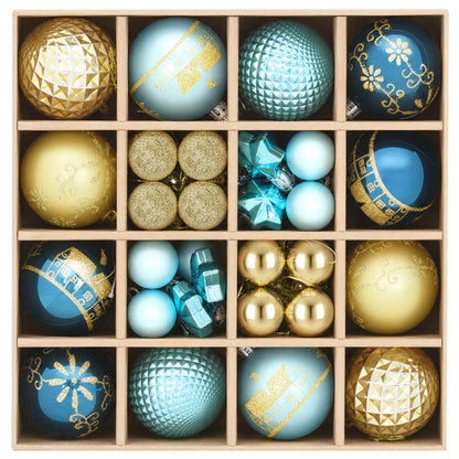 Christmas Ball Set 88 pcs Dark Blue, Light Blue and Gold Ø 6 cm
