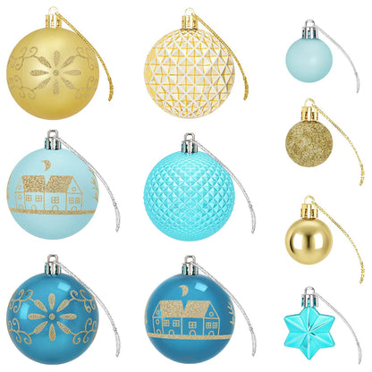 Christmas Ball Set 88 pcs Dark Blue, Light Blue and Gold Ø 6 cm