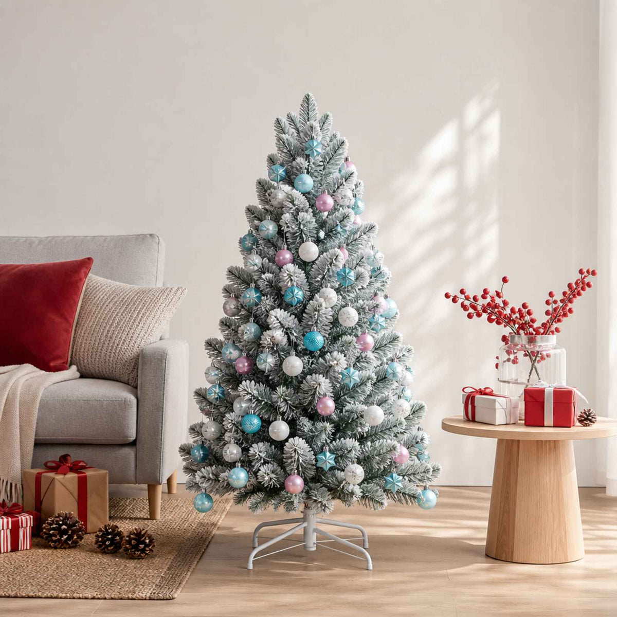 Christmas Ball Set 88 pcs Turquoise, Pink and White Ø 6 cm