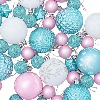 Christmas Ball Set 88 pcs Turquoise, Pink and White Ø 6 cm