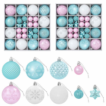 Christmas Ball Set 88 pcs Turquoise, Pink and White Ø 6 cm