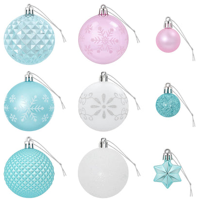 Christmas Ball Set 88 pcs Turquoise, Pink and White Ø 6 cm