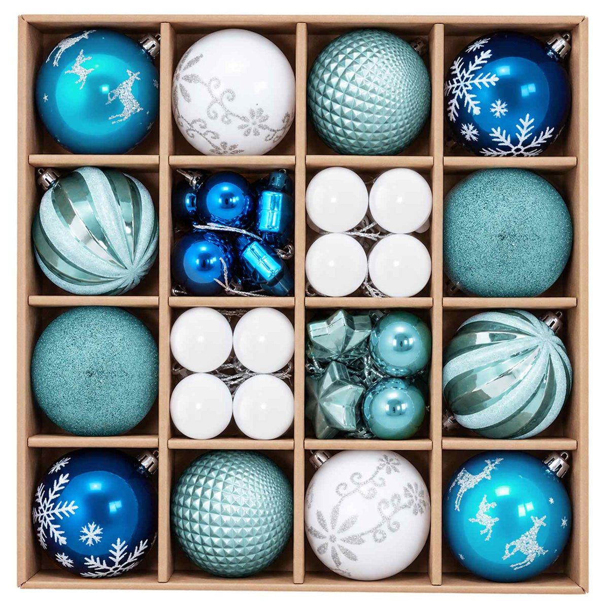 Christmas Ball Set 88 pcs Turquoise, Dark Blue and White Ø 6 cm