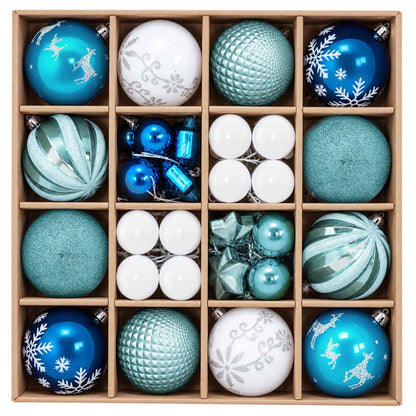 Christmas Ball Set 88 pcs Turquoise, Dark Blue and White Ø 6 cm