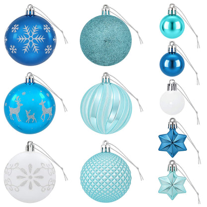 Christmas Ball Set 88 pcs Turquoise, Dark Blue and White Ø 6 cm
