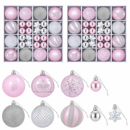 Christmas Ball Set 88 pcs Pink and Silver Ø 6 cm Plastic