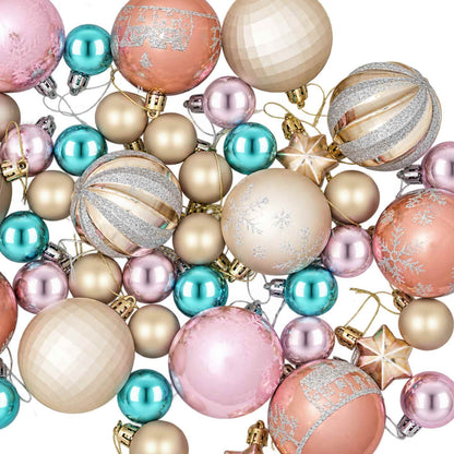 Christmas Ball Set 88 pcs Pink, Gold, Brown and Turquoise