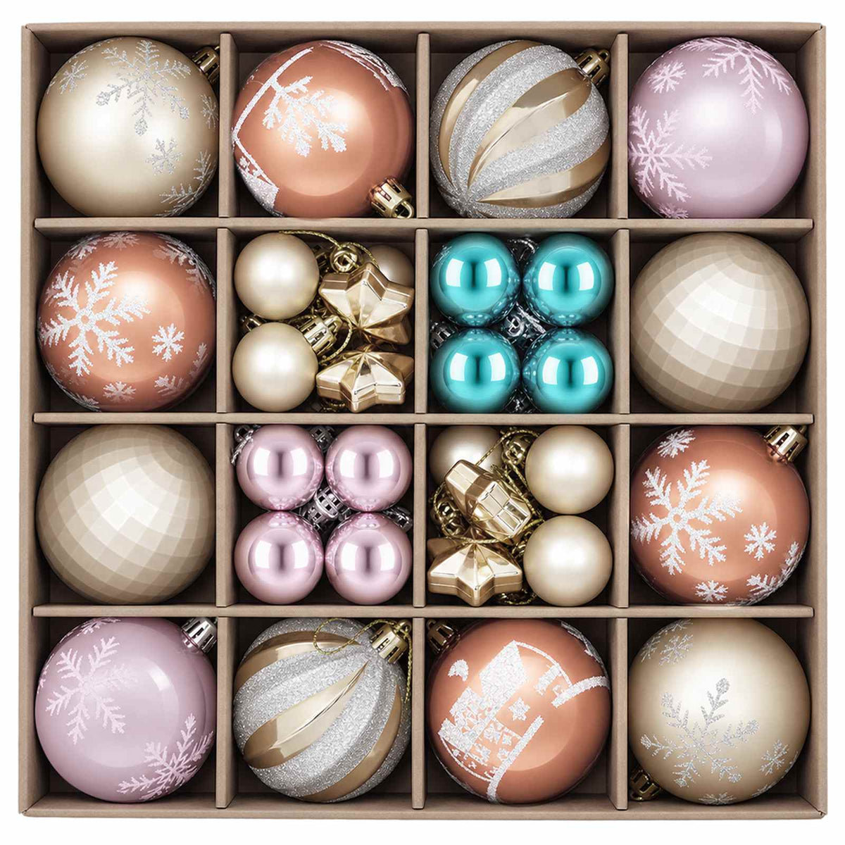 Christmas Ball Set 88 pcs Pink, Gold, Brown and Turquoise