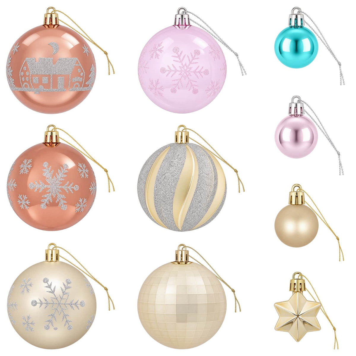 Christmas Ball Set 88 pcs Pink, Gold, Brown and Turquoise